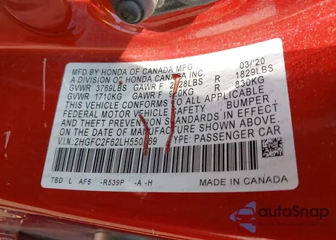 2020 Honda Civic Lx from USA, damaged, VIN 2HGFC2F62LH550469